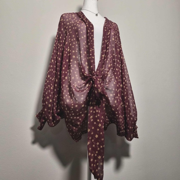 Free People Plus Size Friendly Star Dazed Tie Front Whimsy Hippie Boho Kimono OS - Picture 1 of 10
